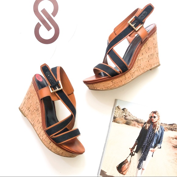 Tommy Hilfiger Shoes - Tommy Hilfiger Safia Two-Toned Cork Wedge Sandals